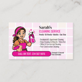 Cartão De Visita Emprega Doméstica Desenho Rosa Limpeza de Casa