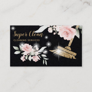 Cartão De Visita Emprega Doméstica Limpeza Casa Floral Dourado Bril