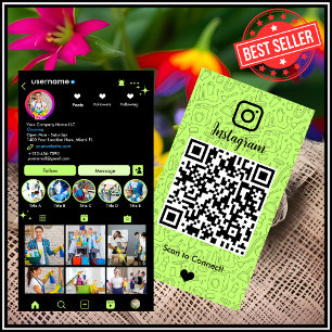 Cartão De Visita Empregada Doméstica Instagram QR Limão Verde Limpe
