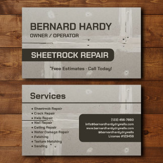 Cartão De Visita Empreiteiro de Reparo de Sheetrock Marca Personali