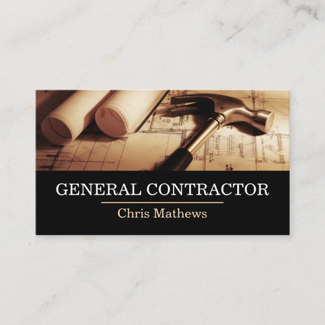 Cartão De Visita Empreiteiro Geral Construtor Empresa de Construção (Frente)