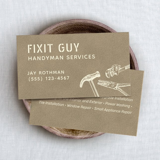 Cartão De Visita Empreiteiro Handyman Hammer Wrench Pliers (Criador carregado)