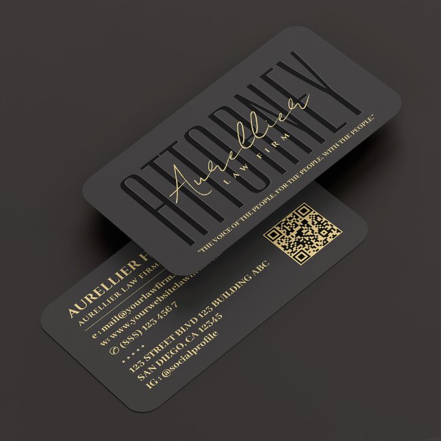 Cartão De Visita Empresa de advocacia profissional moderna Black (Modern Professional Attorney Law Firm Black Business Card
)