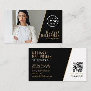 Cartão De Visita Empresa de Código QR de Foto Profissional Seu Logo