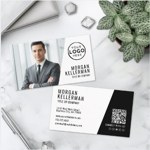 Cartão De Visita Empresa de Código QR de Foto Profissional Seu Logo