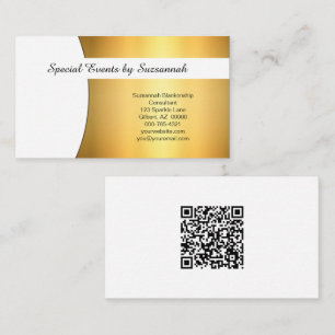 Cartão De Visita Empresa de código QR personalizado Dourado e com