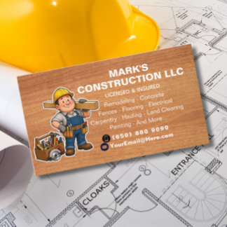 Cartão De Visita Empresa de Construção Profissional Trabalhador Car