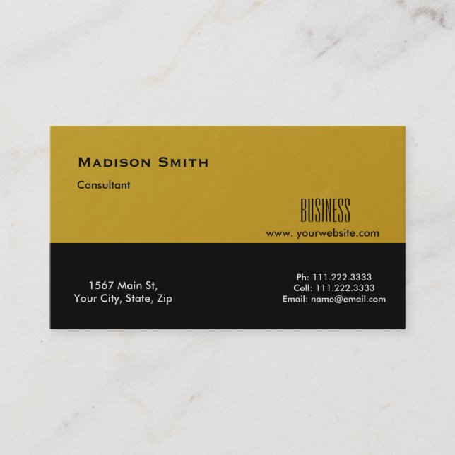 Cartão De Visita Empresa de consultoria de metal Dourada profission (Frente)