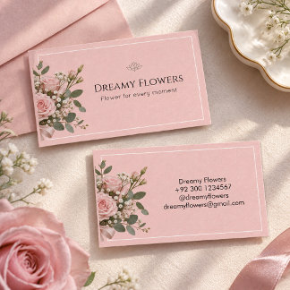 Cartão De Visita Empresa de flores estética cor de rosa