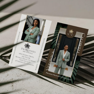 Cartão De Visita Empresa de Imóveis de Luxo Foto Monograma da Palme