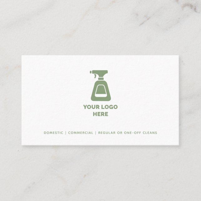 Cartão De Visita Empresa de limpeza Adicione seu texto verde de log (Frente)