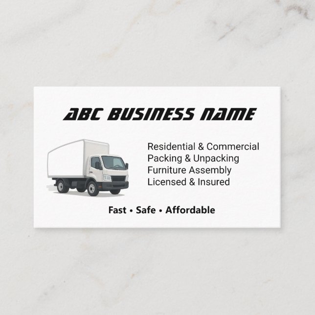 Cartão De Visita Empresa de Movimentação de Movers Confiáveis (Frente)