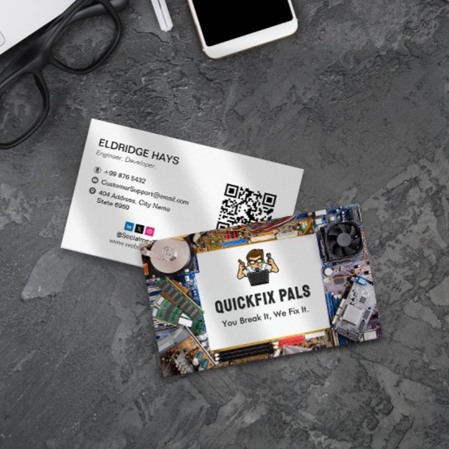 Cartão De Visita Empresa de reparo de computador | Branca da Parada (Criador carregado)