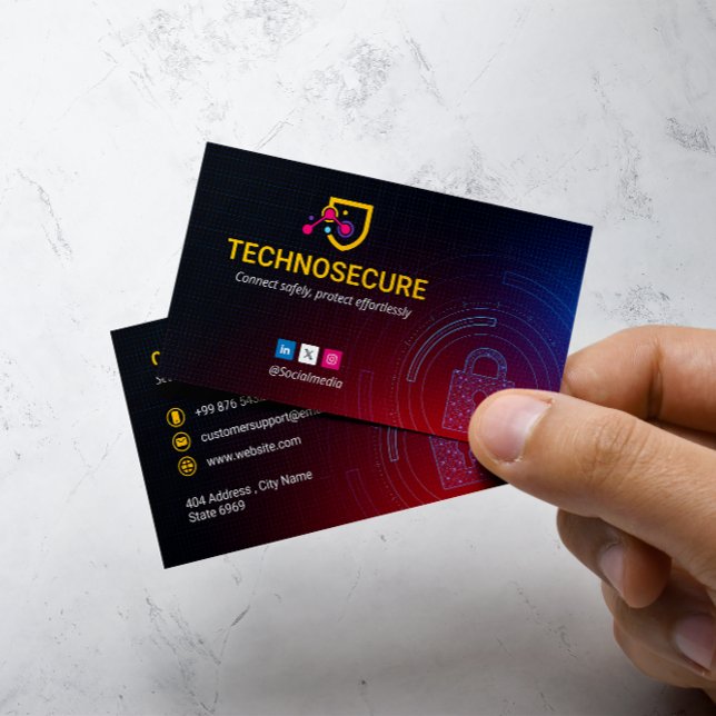 Cartão De Visita Empresa de segurança cibernética | Laranja Escuro  (Criador carregado)