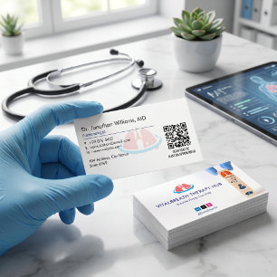Cartão De Visita Empresa de Terapia Pulmonológica Branco Simples