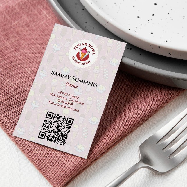 Cartão De Visita Empresa do sorvete | Deliciosos Flavors De Sobreme (Criador carregado)