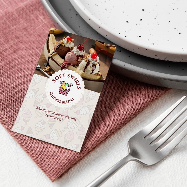 Cartão De Visita Empresa do sorvete | Delicious Dessert Cream (Criador carregado)