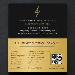 Cartão De Visita Empresa Elétrica Código QR Eletricista