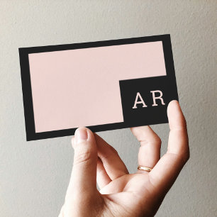 Cartão De Visita Empresa Mínima Moderna de Pastel Rosa e Black Hel