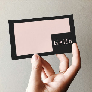 Cartão De Visita Empresa Mínima Moderna de Pastel Rosa e Black Hel