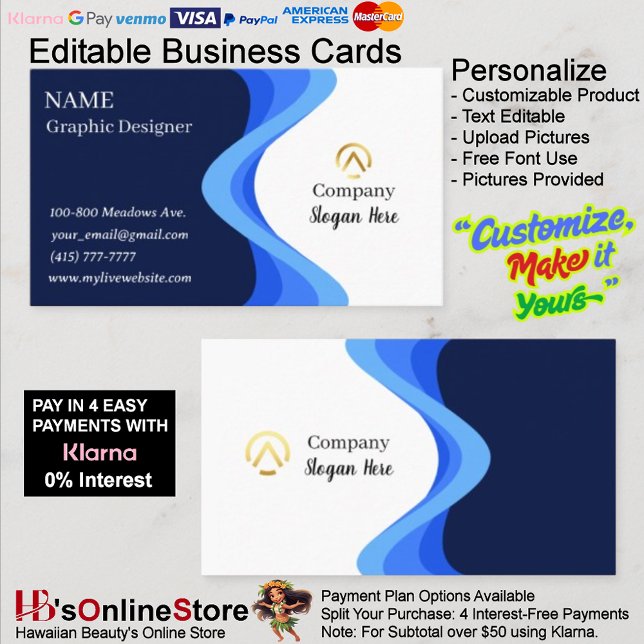 Cartão De Visita Empresa Minimalista Moderna Azul Branco (Modern Minimalist Company Blue White Business Card.)