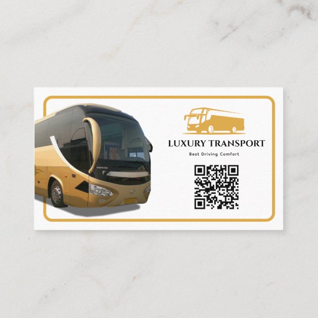 Cartão De Visita Empresa moderna de ônibus de luxo | DOURADO (Verso)