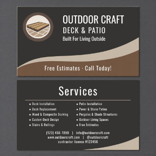 Cartão De Visita Empresa Profissional de Instalação de Decks e Páti