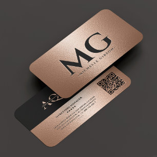 Cartão De Visita Empresa Profissional Monograma Rosegold Modern