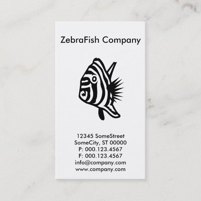Cartão De Visita empresa zebrafish personalizada (Frente)