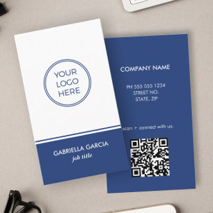Cartão de Visita Empresarial Azul Simples com Logo