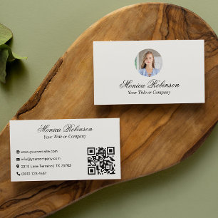 Cartão de Visita Empresarial Código QR Foto Minima