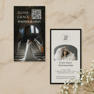 Cartão de Visita Empresarial Código QR Logo Foto E