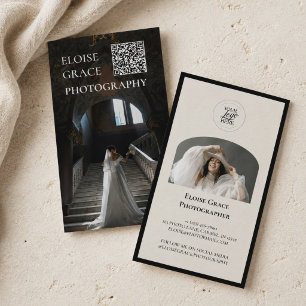 Cartão de Visita Empresarial Código QR Logo Foto E