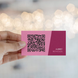 Cartão de Visita Empresarial Código QR Rosa Modern