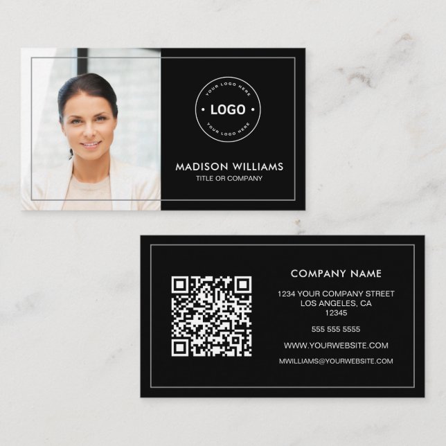 Cartão de Visita Empresarial com Código QR de Foto (Frente/Verso)