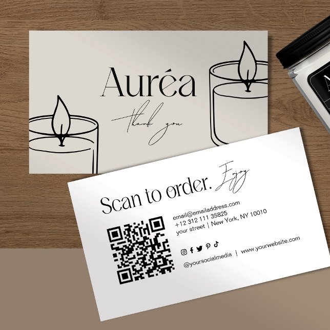 Cartão de Visita Empresarial com Código QR de Vela (Criador carregado)