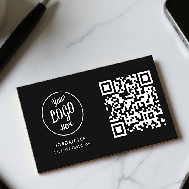 Cartão de Visita Empresarial com Código QR Persona (Elegant Business Card - Front)