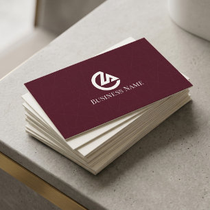 Cartão de Visita Empresarial Minimalista Burgundy