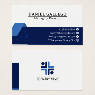 Cartão de Visita Empresarial Moderno Azul e Preto