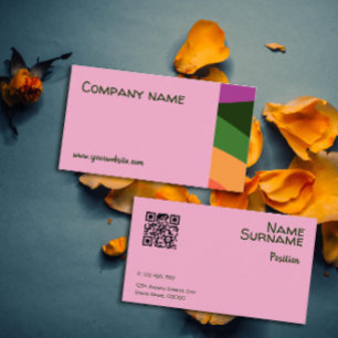 Cartão de Visita Empresarial QR Abstrato Laranja A