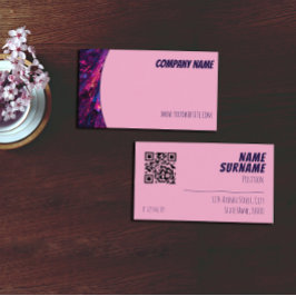 Cartão de Visita Empresarial QR azul roxo rosa Min