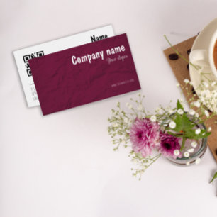 Cartão de Visita Empresarial QR burgundy Paper Cre