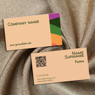 Cartão de Visita Empresarial QR laranja amarelo ve