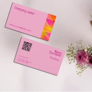 Cartão de Visita Empresarial QR laranja fúcsia ama