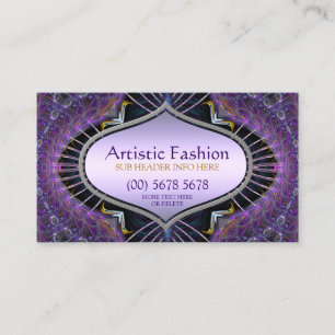 Cartão de Visita Empresarial Roxo Arte Fractal Mod