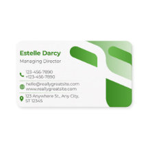 Cartão de Visita Empresarial Verde Minimalista Mod