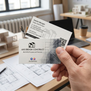 Cartão De Visita Empresas de Construção e Projeto White Sketch