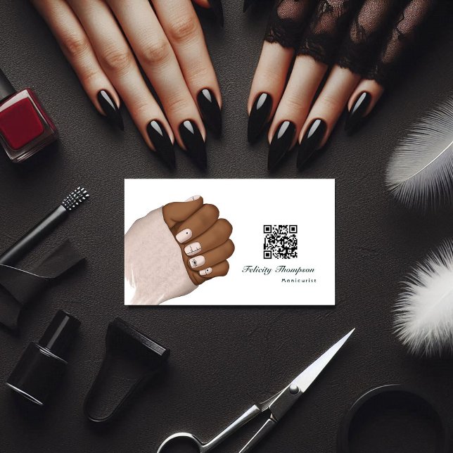 Cartão De Visita Empresas do Código QR da Beleza do Manicurista Afr (Manicurist Business Card)