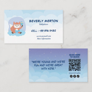 Cartão De Visita Empresas Modernas de Babysitting Fox Babysitter
