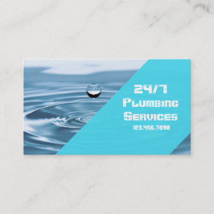 Cartão De Visita Encanamento Azul Moderno Gota de Água Encanador